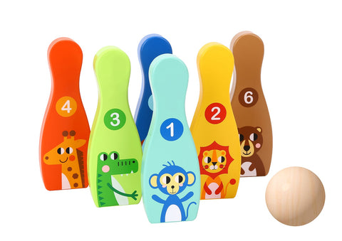 Wooden Jungle Bowling Game Set